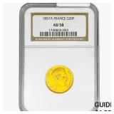 1857-A 0.187oz G20 Franc NGC AU58