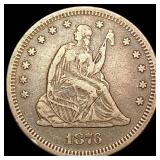 1876 S Seated Liberty Quarter LIGHTLY CIRCULATED