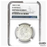 1860-O Seated Lib. 50C NGC Shipwreck Effect SS