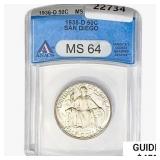 1936-D San Diego Half Dollar ANACS MS64