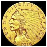 1914-D $2.50 Gold Quarter Eagle NEARLY