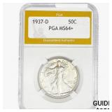 1937-D Walking Liberty Half Dollar PGA MS64+