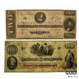 [2] 1862 $2 & $100 Confederate States of America