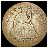 1853-O Arrows and Rays Seated Liberty Quarter