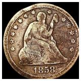 1858-O Seated Liberty Quarter NICELY CIRCULATED