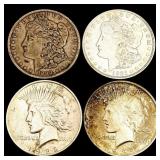 1890-1924 US Silver Dollar Lot [4 Coins] HIGH