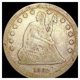 1862 Seated Liberty Quarter NICELY CIRCULATED