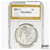 1891-D Morgan Silver Dollar PGA MS63+