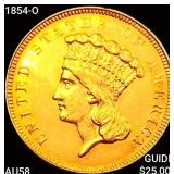 1854-O $3 Gold Piece CHOICE AU