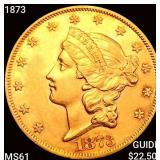 1873 $20 Gold Double Eagle UNCIRCULATED