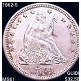 1862-S Seated Liberty Quarter UNCIRCULATED