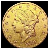 1880-S $20 Gold Double Eagle CLOSELY UNCIRCULATED