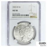 1923-D Silver Peace Dollar NGC AU58