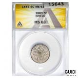 1883 Shield Nickel ANACS MS63