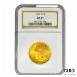 1911 $10 Gold Eagle NGC MS63