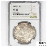 1887-S Morgan Silver Dollar NGC MS63