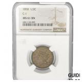 1850 Braided Hair Half Cent NGC MS61 BN C-1