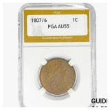 1807/6 Draped Bust Cent PGA AU55