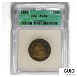 1858 Seated Liberty Quarter ICG AU55