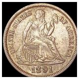 1891 Seated Liberty Dime CHOICE AU