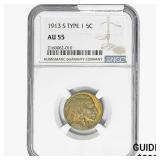 1913-S Buffalo Nickel NGC AU55 Type 1