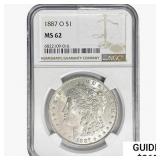 1887-O Morgan Silver Dollar NGC MS62