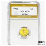 1990 1/10oz Gold $5 Eagle PGA MS70