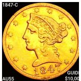 1847-C $5 Gold Half Eagle HIGH GRADE