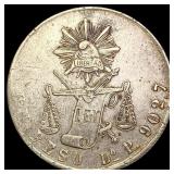 1872-Do P Mexico Silver Peso  NEARLY UNCIRCULATED