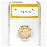 1943 Washington Silver Quarter PGA MS67+