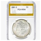 1881-S Morgan Silver Dollar PGA MS66