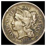 1867 Nickel Three Cent LIGHTLY CIRCULATED