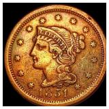 1851 Braided Hair Large Cent LIGHTLY CIRCULATED