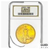 1923 $20 Gold Double Eagle NGC MS62