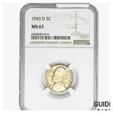 1943-D Buffalo Nickel NGC MS67