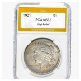 1921 Silver Peace Dollar PGA MS63 HR