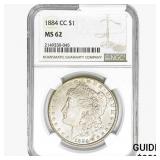 1884-CC Morgan Silver Dollar NGC MS62