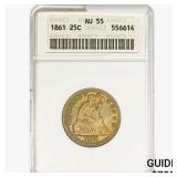 1861 Seated Liberty Quarter ANACS AU55