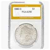 1880-O Morgan Silver Dollar PGA AU58