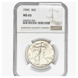 1943 Walking Liberty Half Dollar NGC MS65