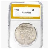 1928 Silver Peace Dollar PGA MS65