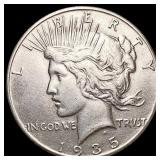 1935 Silver Peace Dollar NEARLY UNCIRCULATED