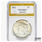 1921 Silver Peace Dollar PGA MS64 HR