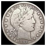 1907-D Barber Half Dollar NICELY CIRCULATED