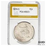 1874-S Silver Trade Dollar PGA MS63+