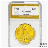 1908 $20 Gold Double Eagle PGA MS65 NO MOTTO