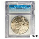 1935 Silver Peace Dollar ICG MS64