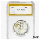 1937 Walking Liberty Half Dollar PGA MS66