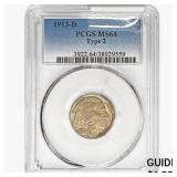 1913-D Type 2 Buffalo Nickel PCGS MS64