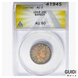 1916 Barber Quarter ANACS AU50